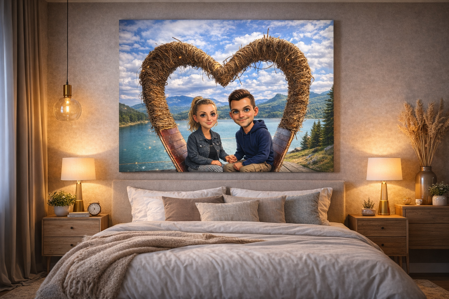 Canvas Caricaturizat Cuplu / Îndrăgostiți