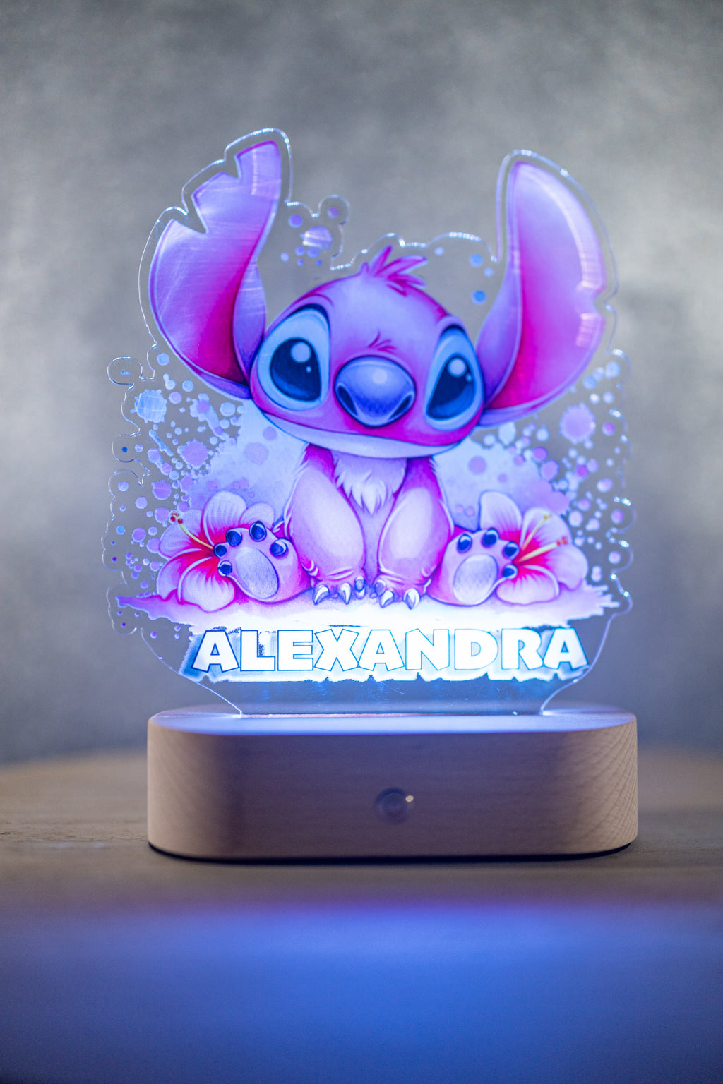 Decorațiune LED - 3D - Stitch Roz
