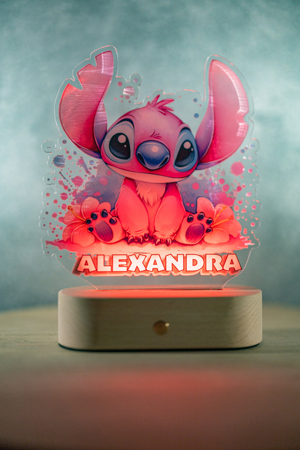 Decorațiune LED - 3D - Stitch Roz