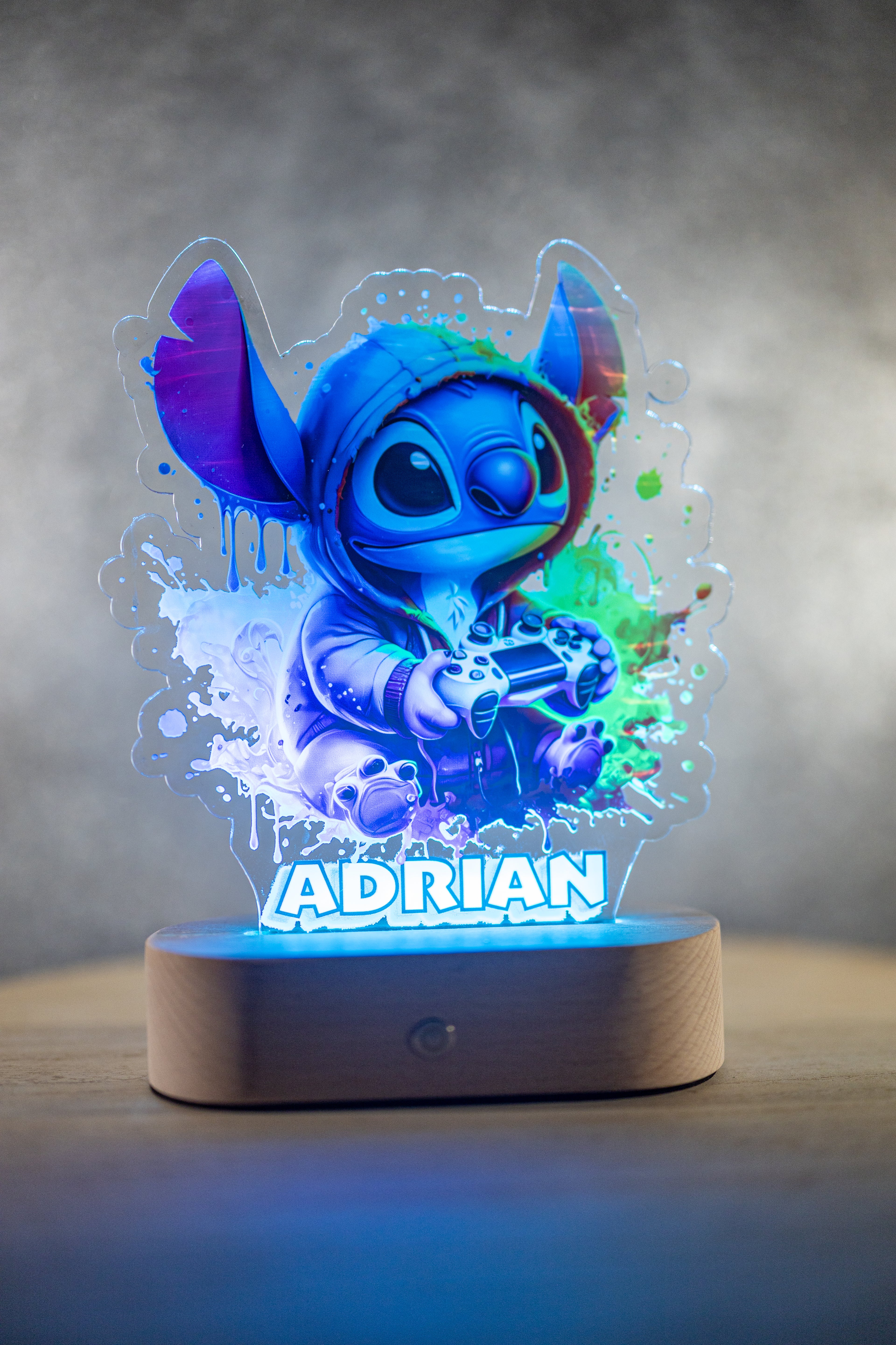 Decorațiune LED - 3D - Stitch Albastru Gamer