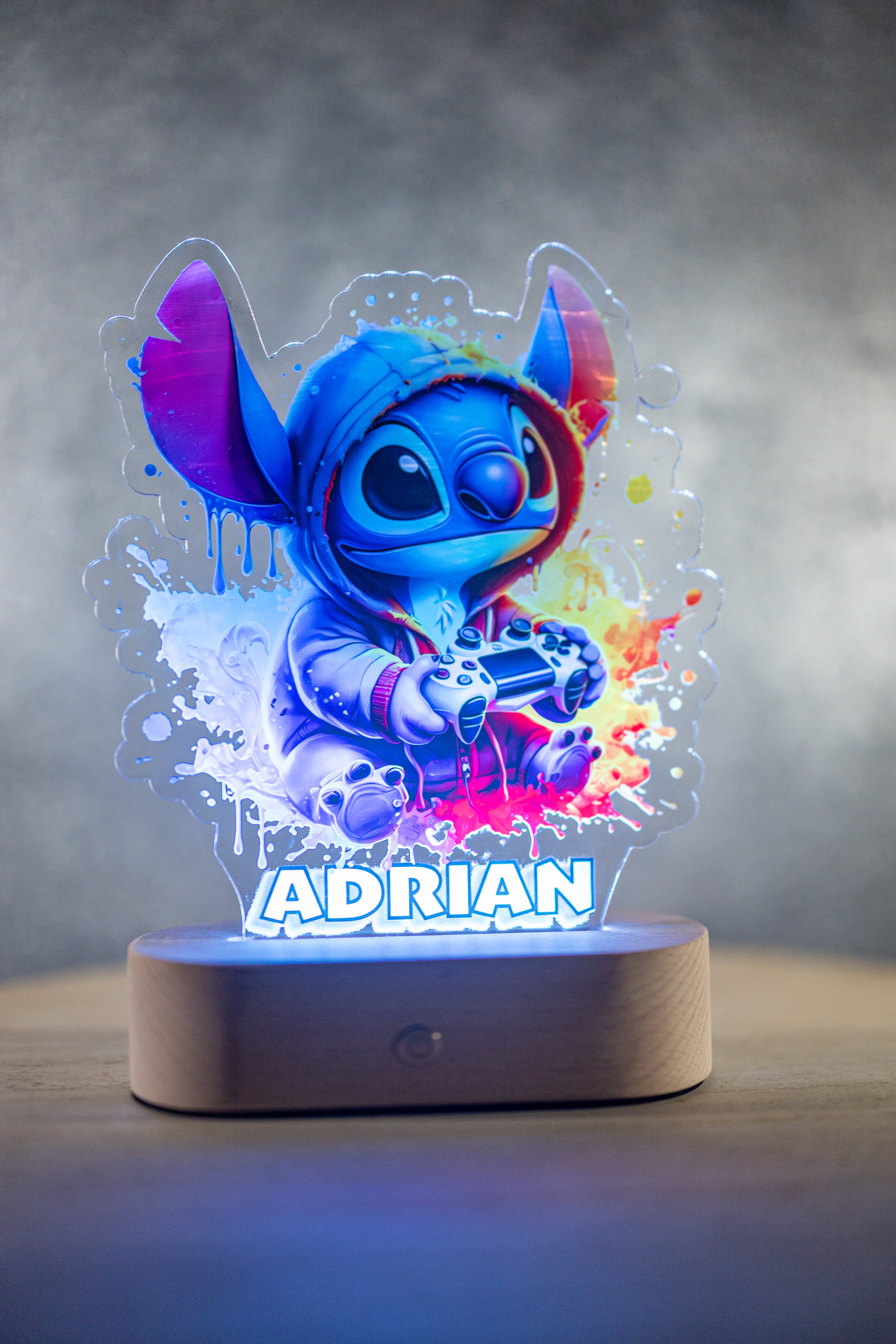 Decorațiune LED - 3D - Stitch Albastru Gamer