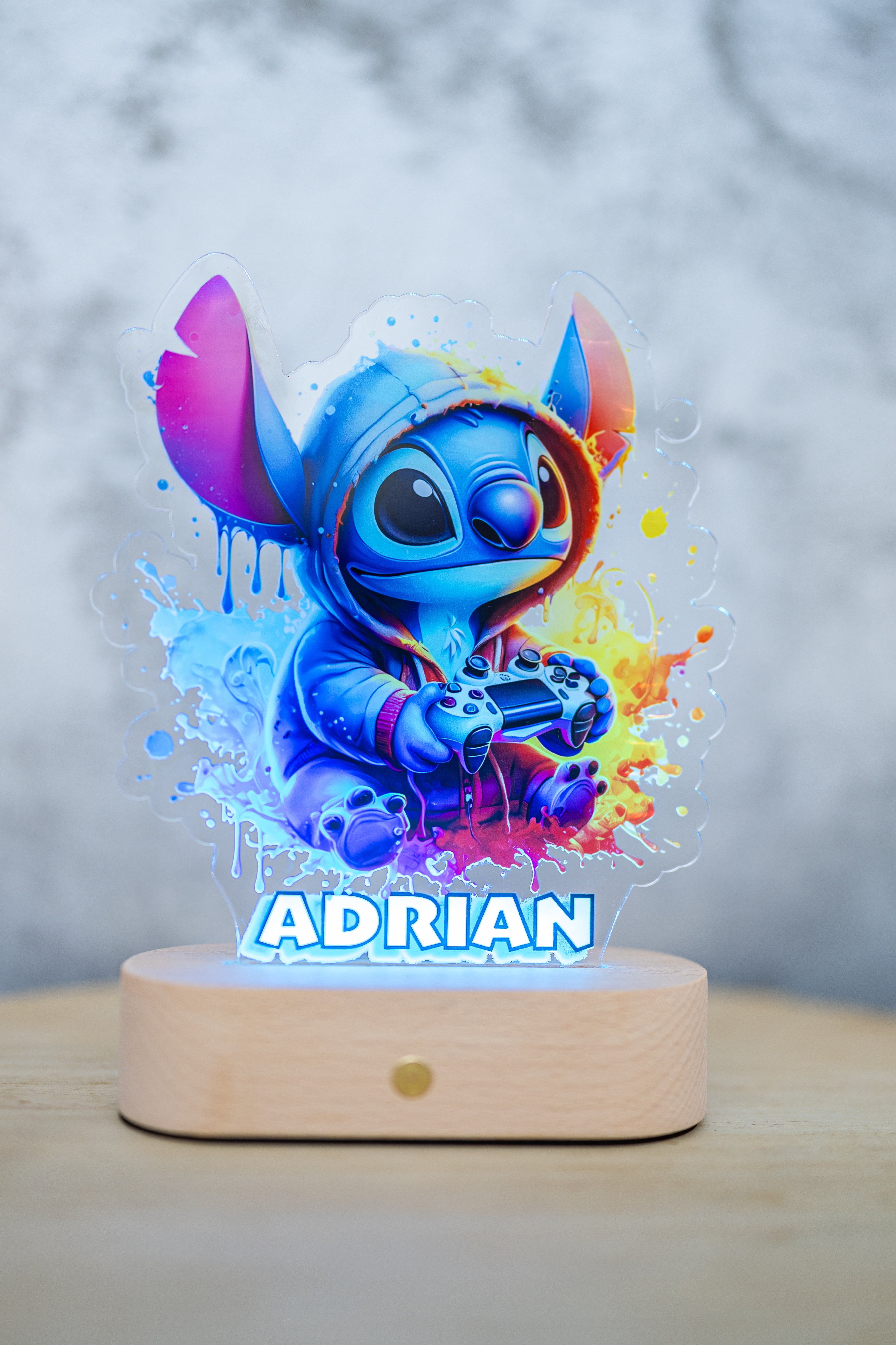 Decorațiune LED - 3D - Stitch Albastru Gamer
