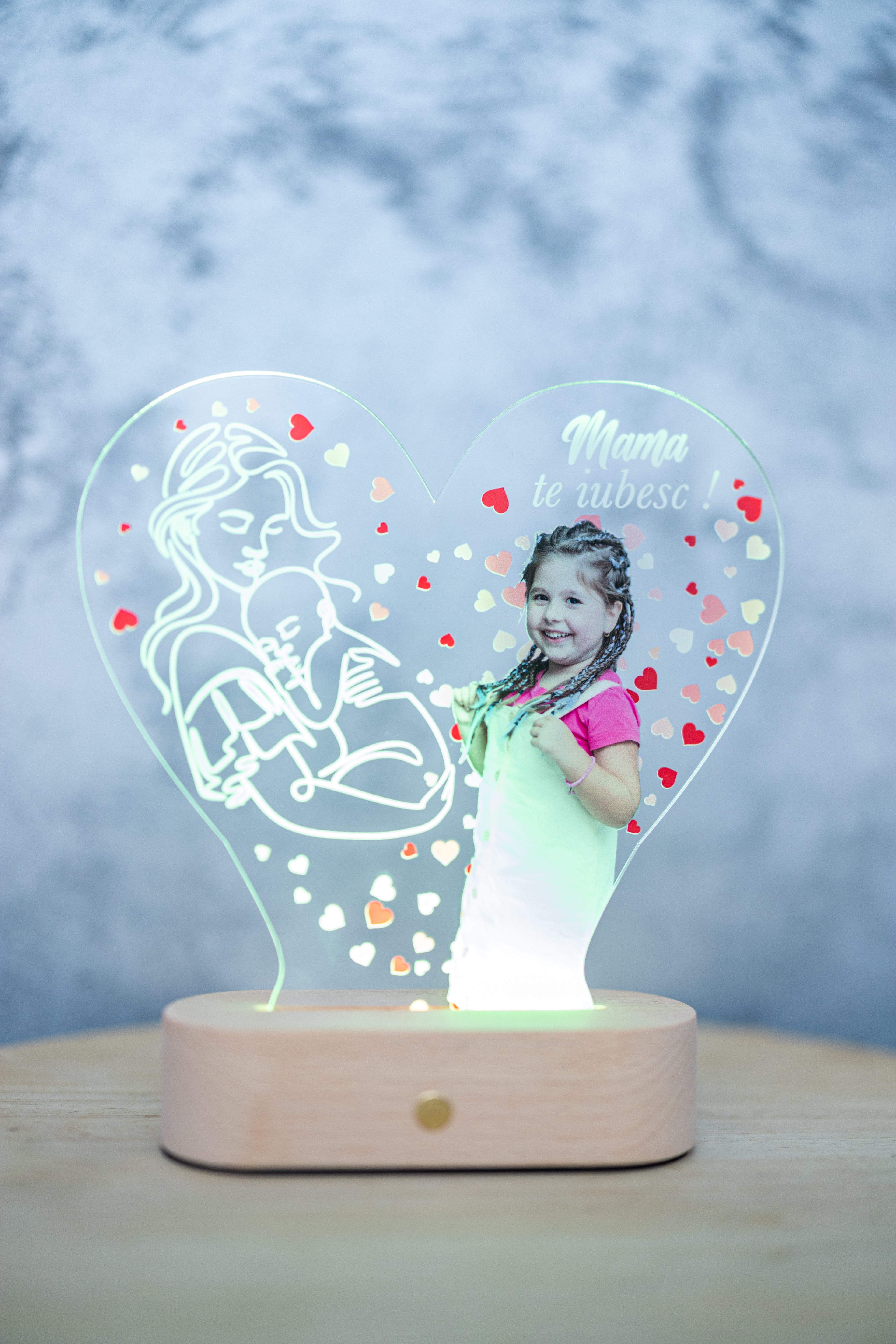 Decorațiune LED 3D - Pentru Mama cu fotografie