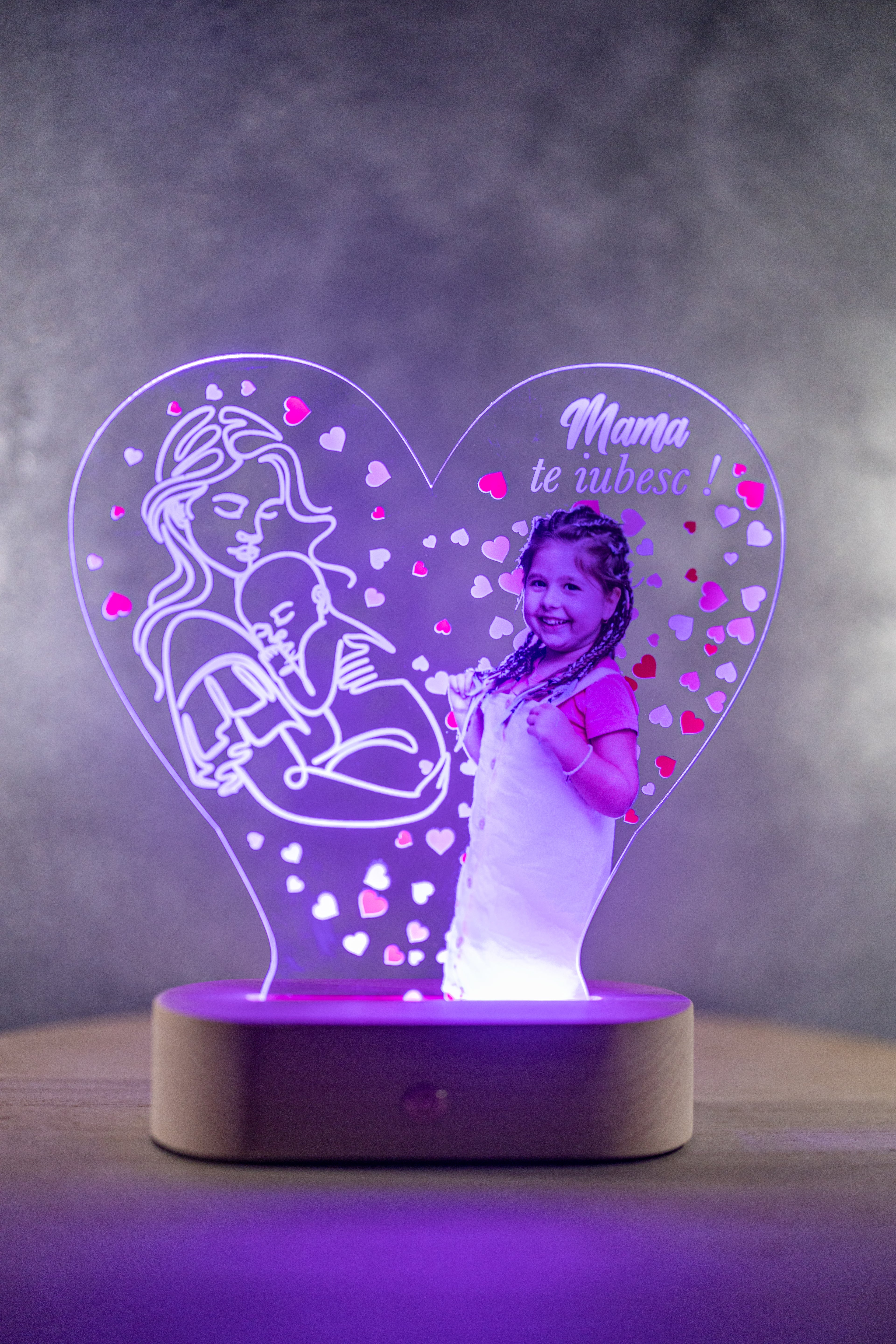 Decorațiune LED 3D - Pentru Mama cu fotografie