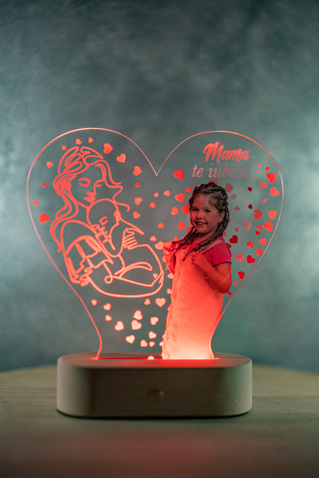 Decorațiune LED 3D - Pentru Mama cu fotografie